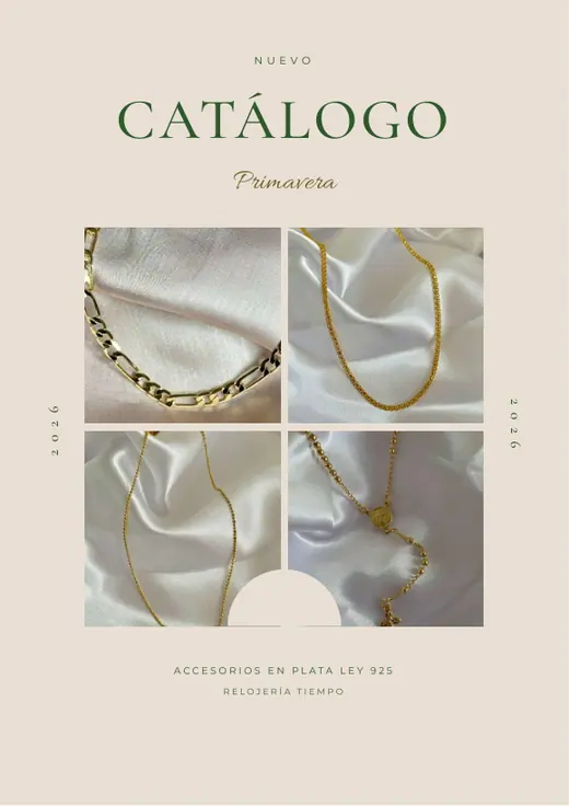 Página de un catálogo en PDF en tonos claros, con estilo elegante